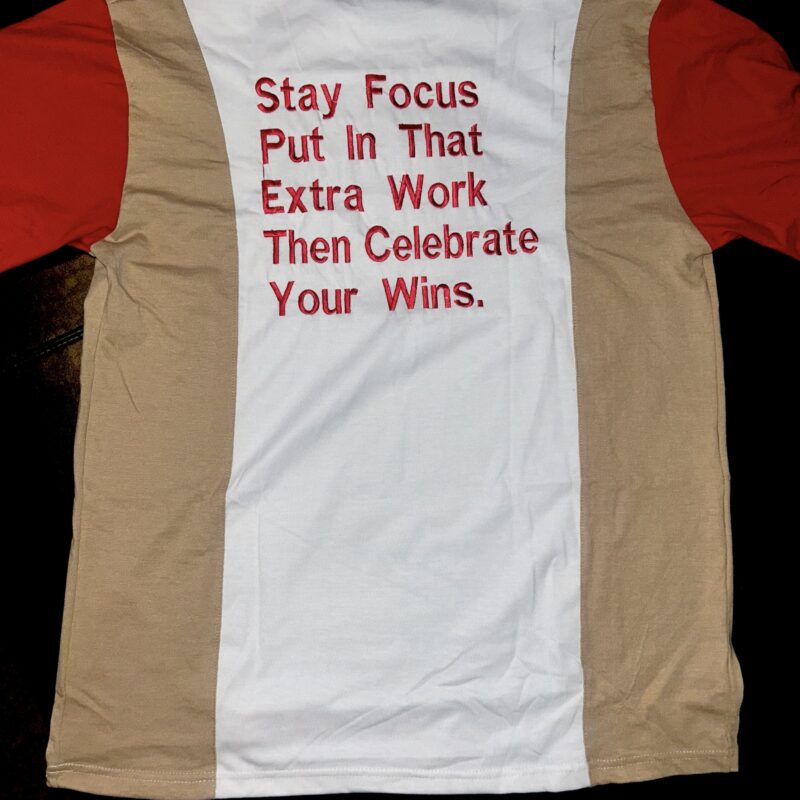 White ,Tan and Red signature shirt