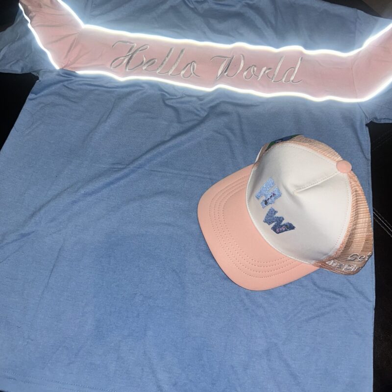Sky Blue & Bubble Gum Reflective shirt ( Hat sold separately )