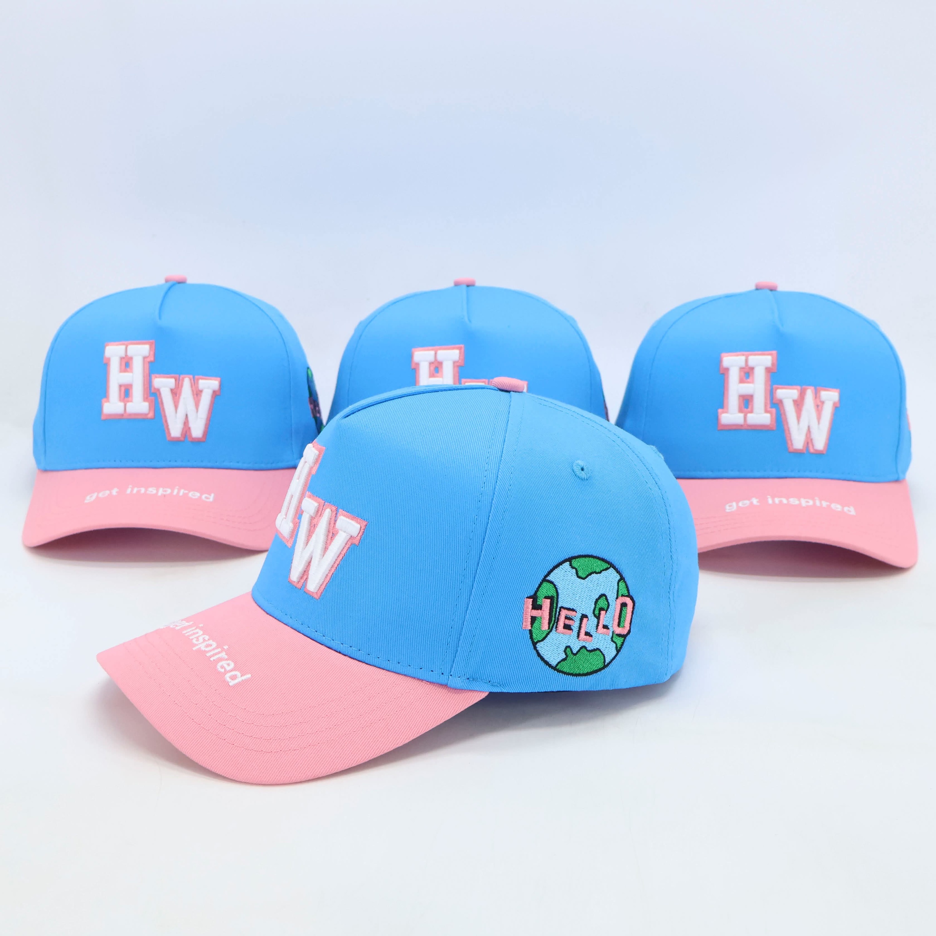 SKY BLUE/PINK HW 3D EMBROIDERY SNAPBACK HAT