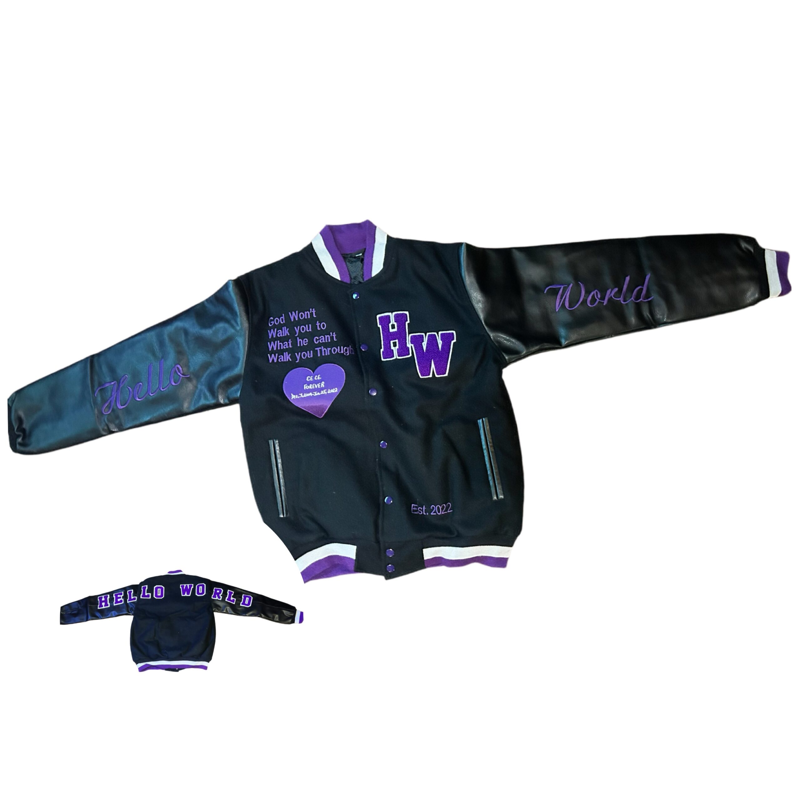 BLACK/PURPLE HW VARSITY JACKET ( CEE CEE EDITION )