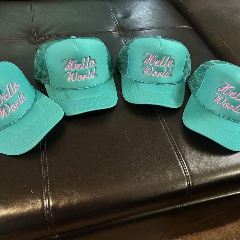 jade green/pink HW trucker hat