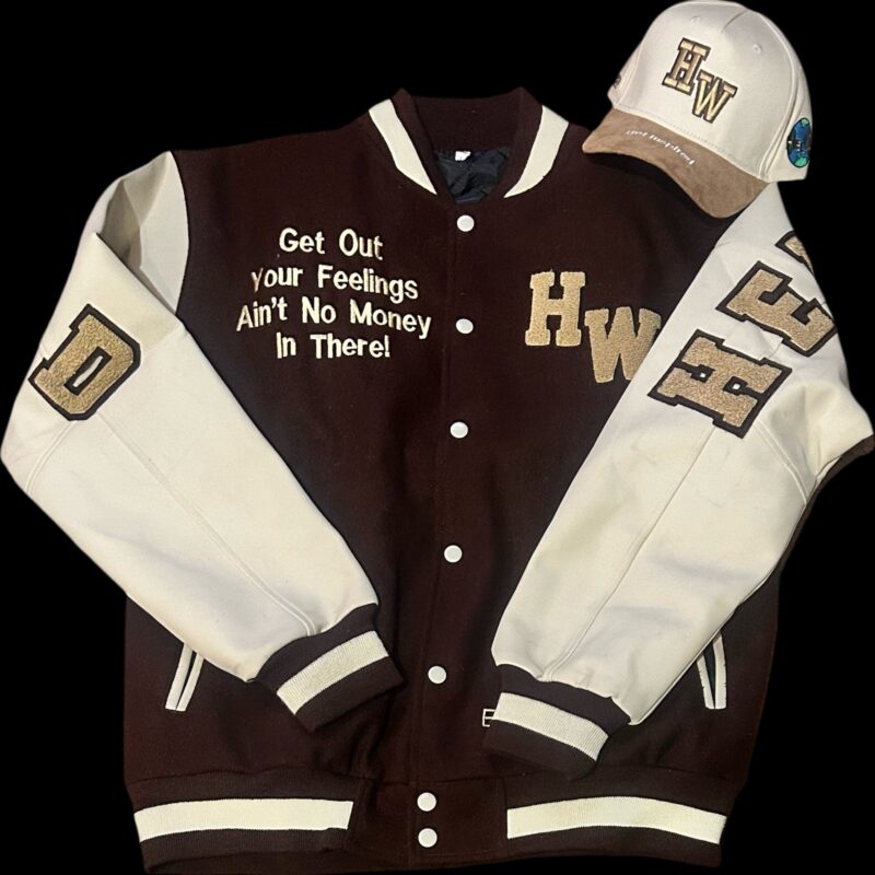 HW CREAM/BROWN/TAN VARSITY JACKET
