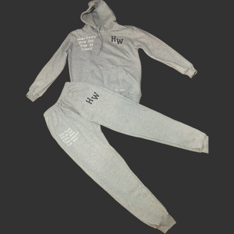 Gray HW sweatsuit WITH chenille embroidery