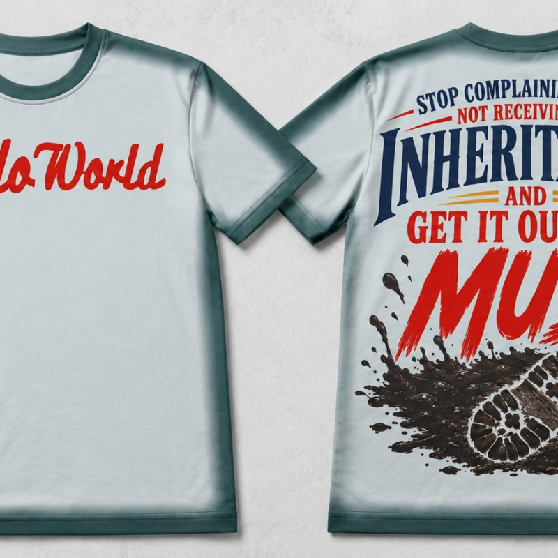 White/sun fade green Get it out the mud shirt